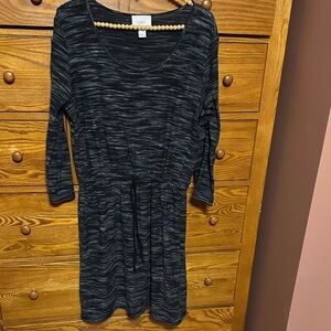LOFT knit Charcoal and Black Long Sleeve Dress